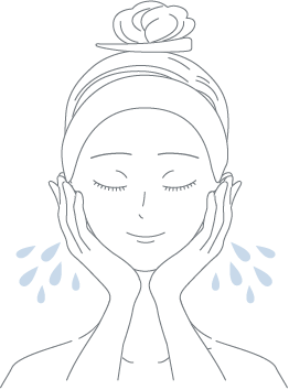 水、またはぬるま湯でやさしく洗い流してください。